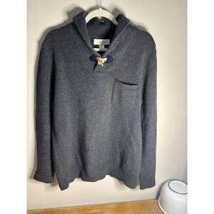 Frederik Anderson Copenhagen Men's Charcoal Wool Blnd Shawl Collar Toggle Swtr L